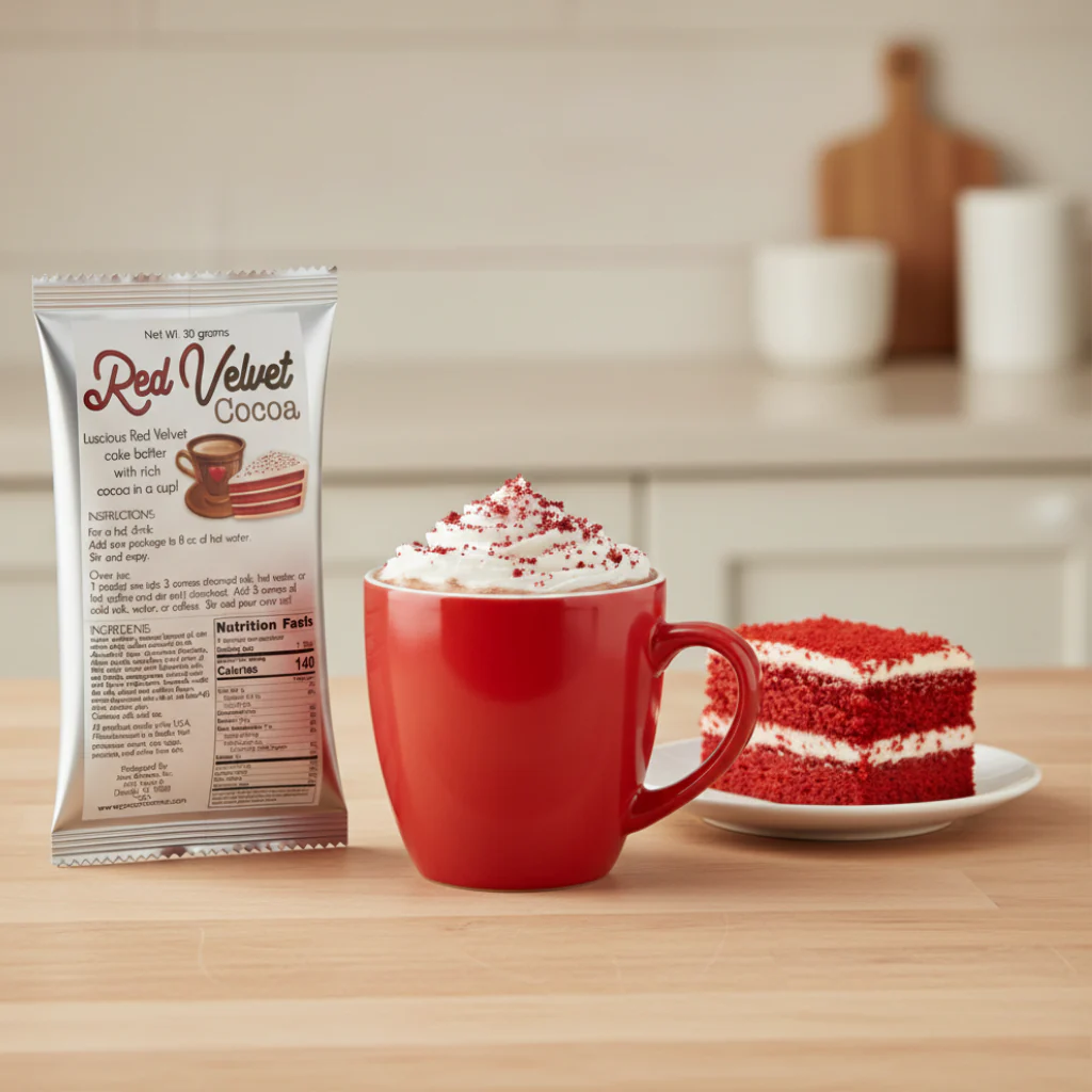 Red Velvet Cocoa Single-Serve Packets – Decadent, Creamy Cocoa - Image 3